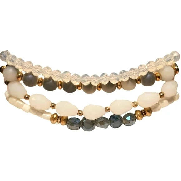 NEW LORI'S GIFTS Glass Bead Stretch Bracelet Set - Picture 5 of 7